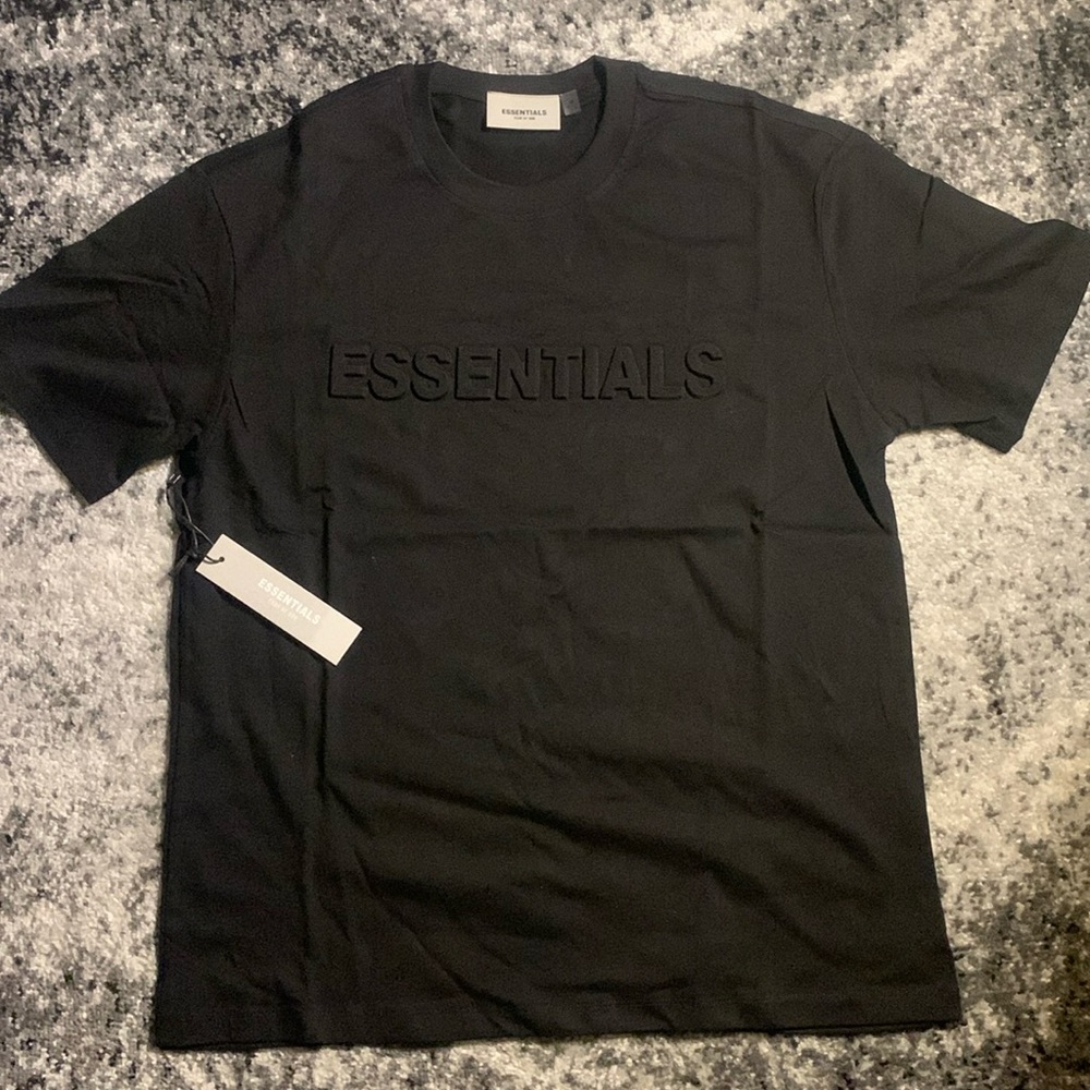 Essentials Fear of God Puffprint Black Logo Tee Shirt Men’s Sizes S, M, L